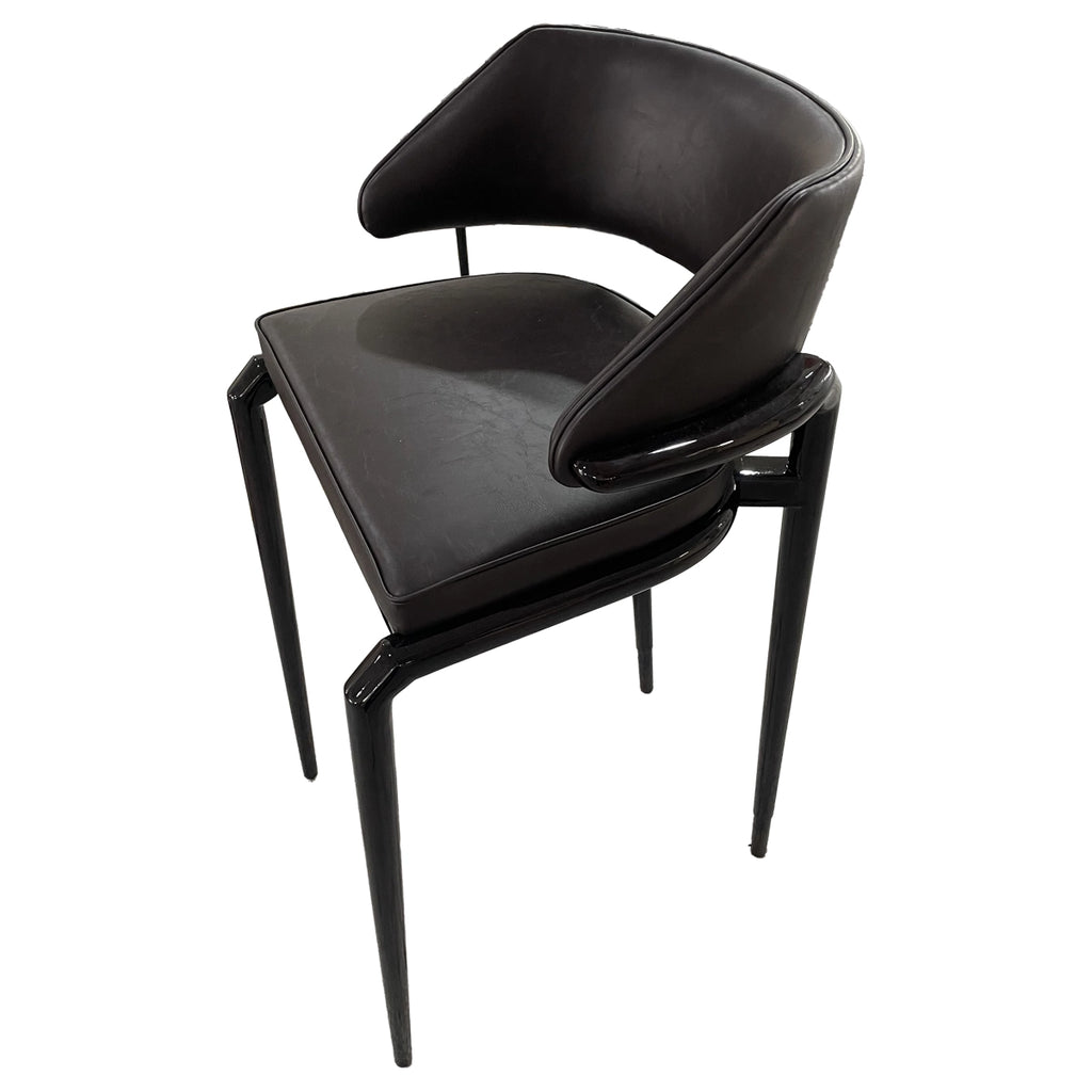 Modern Black Leather High-Leg Chair with Sleek Design