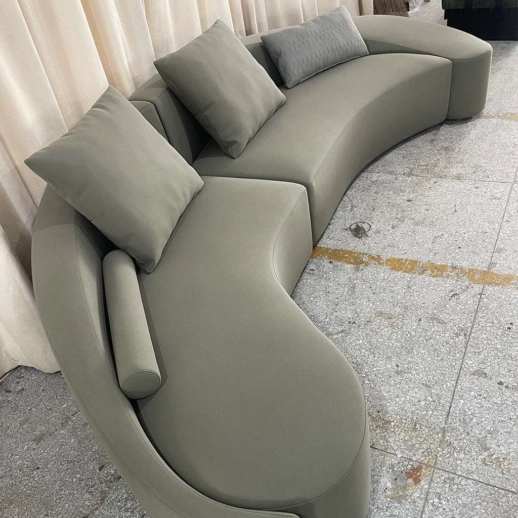 Modern Curved Sectional Sofa, Arc-Shaped Design with Elegant Cushions