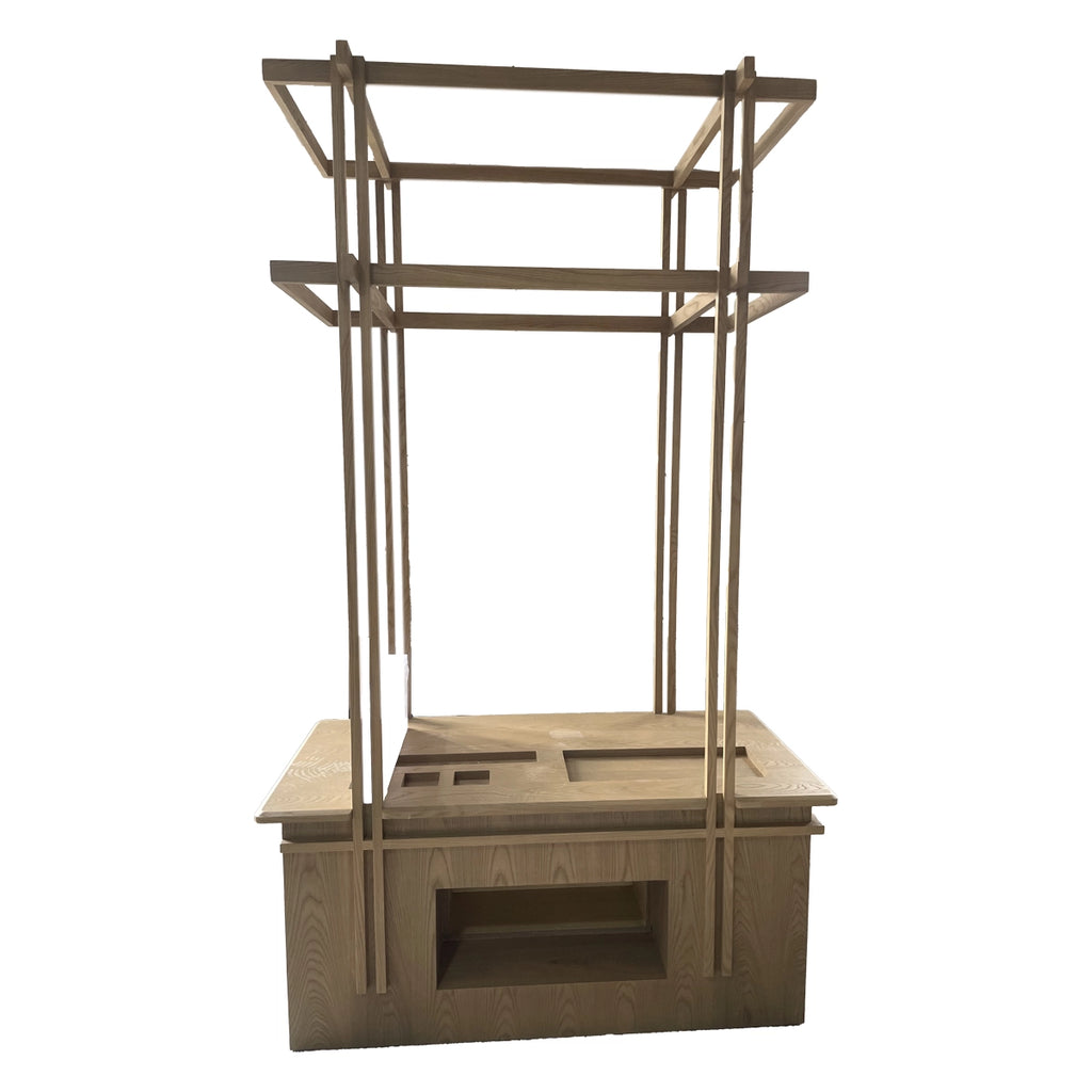 Modern Wooden Coat Rack with Storage Shelves