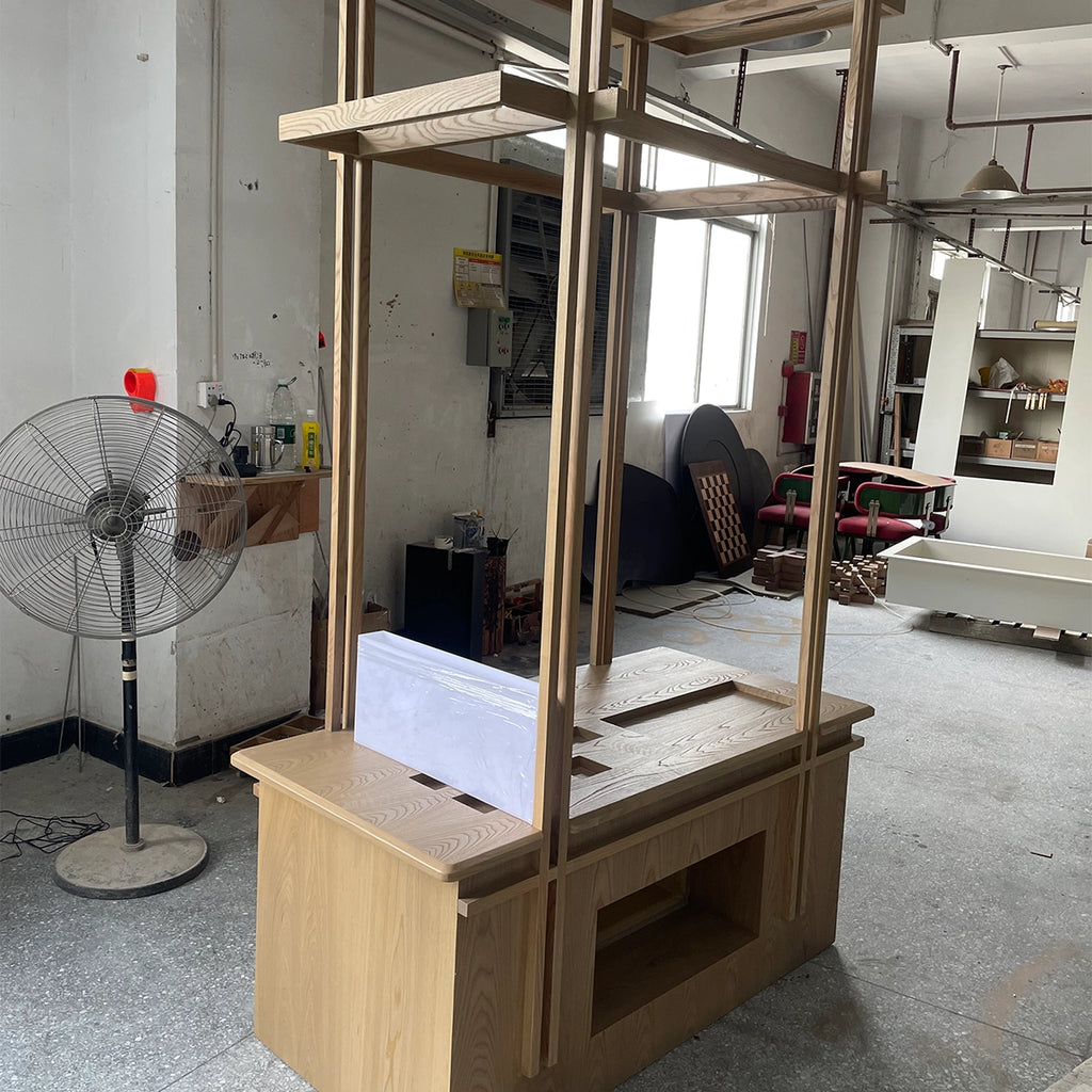 Modern Wooden Coat Rack with Storage Shelves