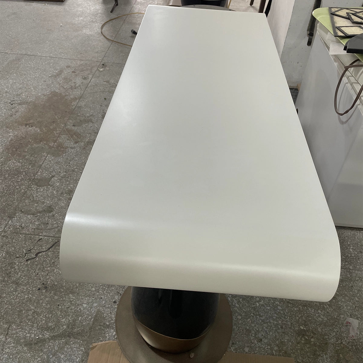 Modern Black and White Side Table with Unique Vase-Shaped Base