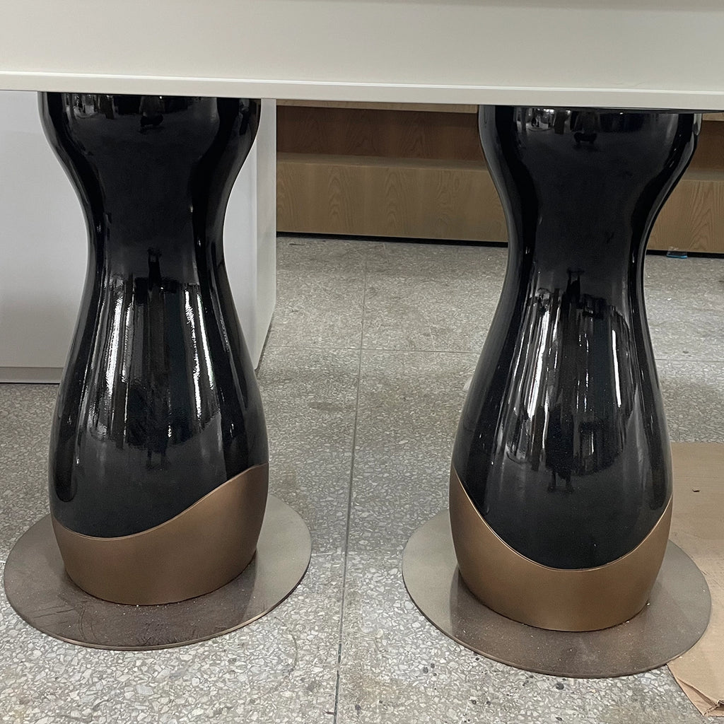 Modern Black and White Side Table with Unique Vase-Shaped Base