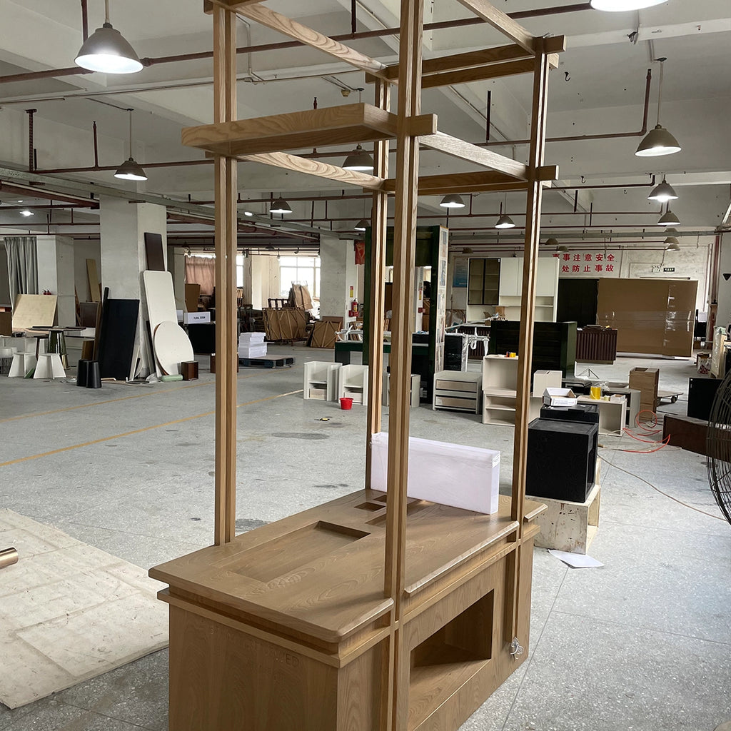 Modern Wooden Coat Rack with Storage Shelves