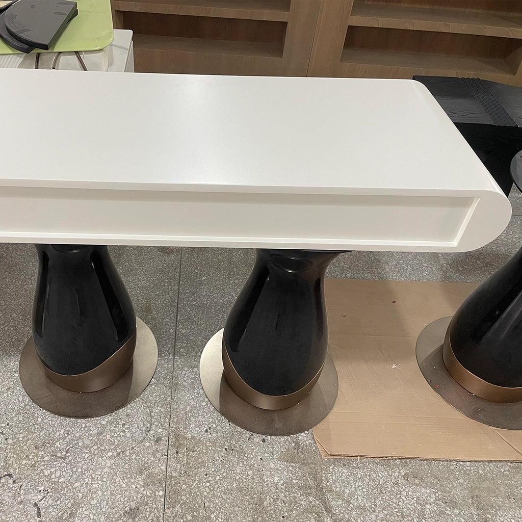 Modern Black and White Side Table with Unique Vase-Shaped Base