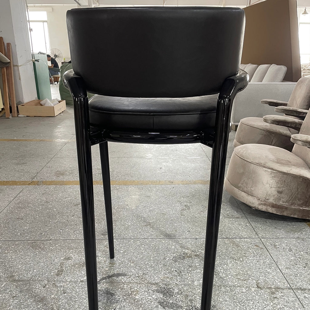 Modern Black Leather High-Leg Chair with Sleek Design