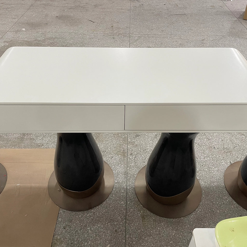 Modern Black and White Side Table with Unique Vase-Shaped Base