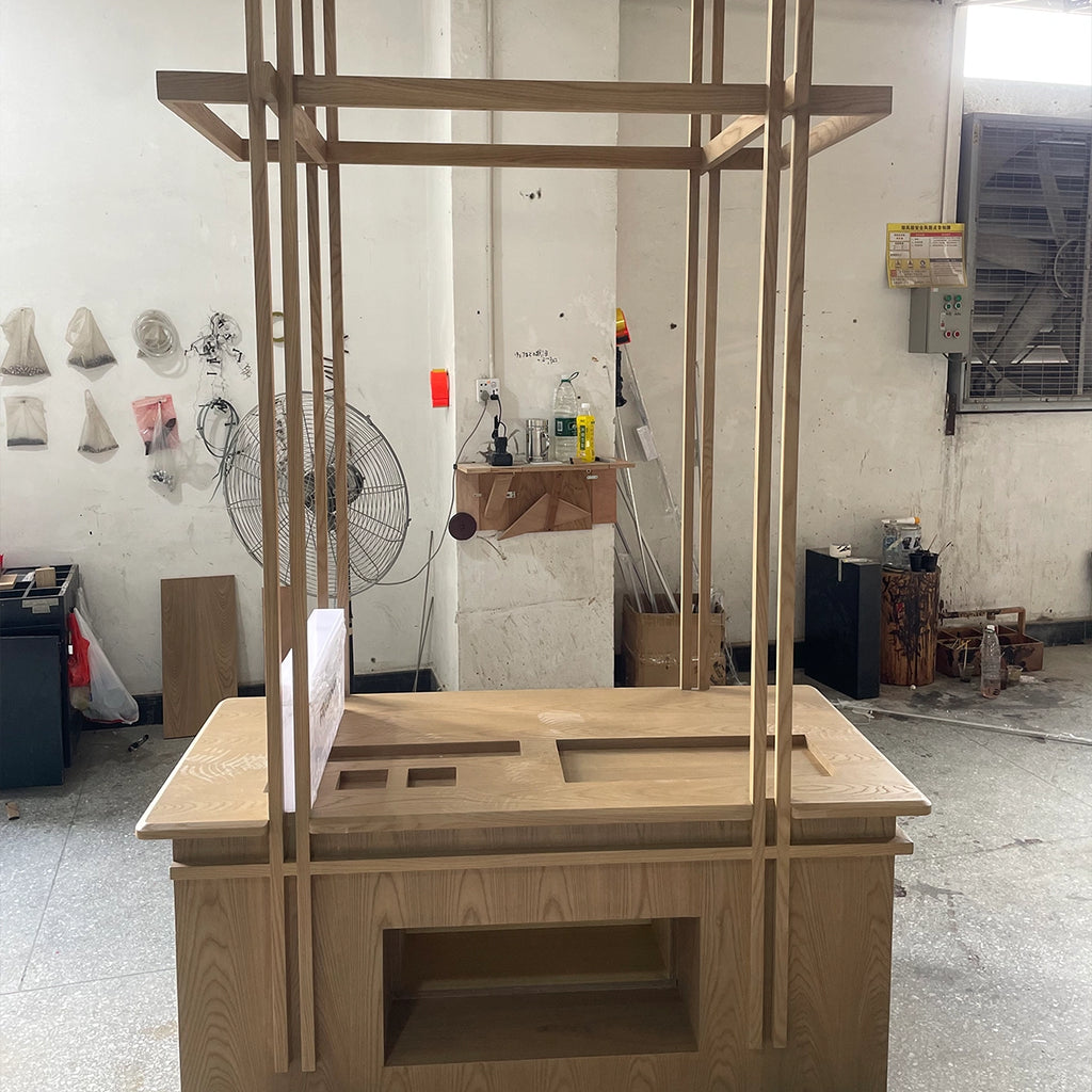 Modern Wooden Coat Rack with Storage Shelves